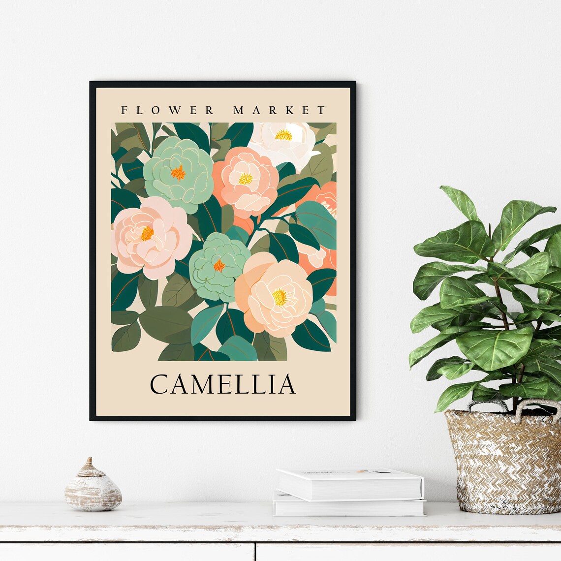 Camellia Flower Market Botanical Art Print - Image 3