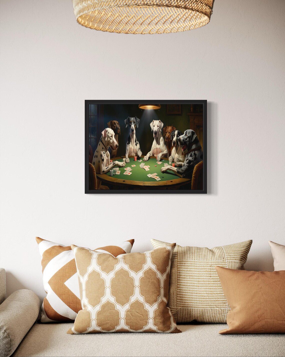 Great Danes Playing Poker Card Table Dog Oil Painting Humor Poster - Image 2