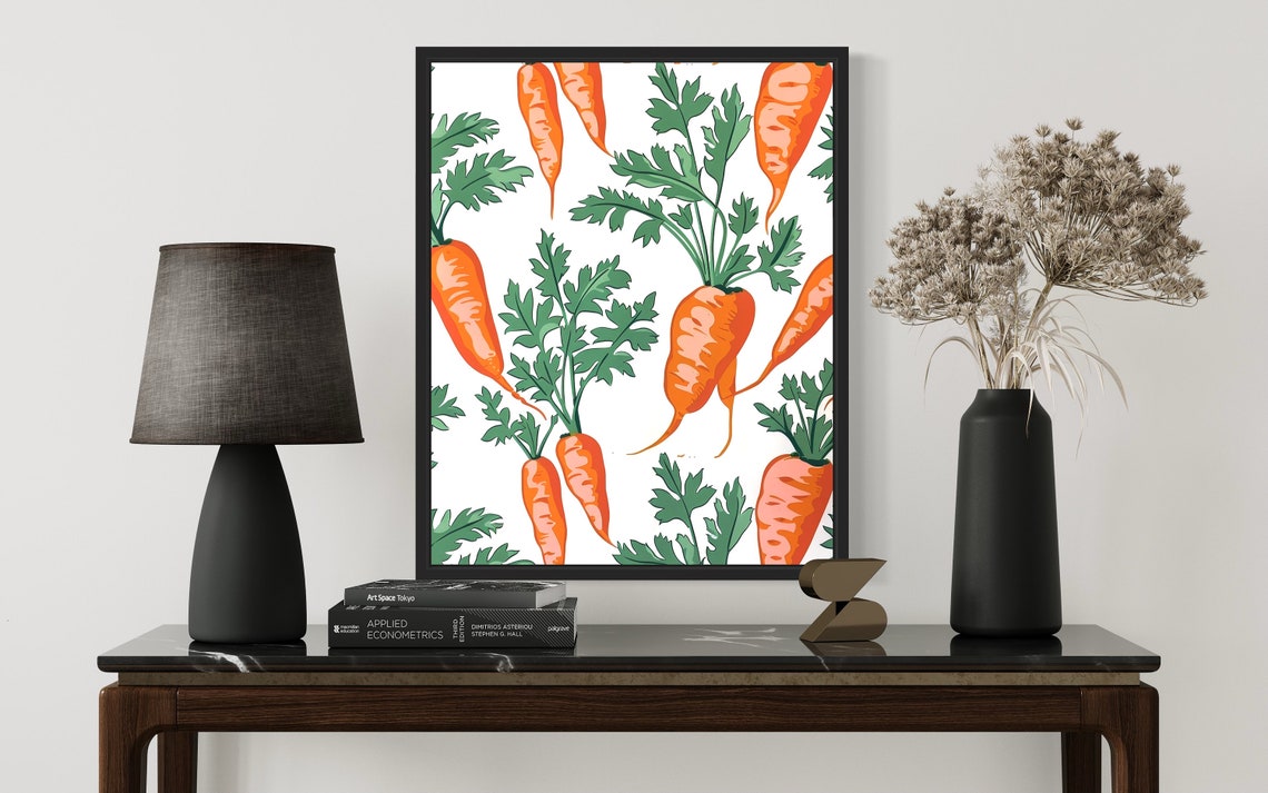 Carrot Pattern Orange Illustrated Root Vegetable Kitchen Poster - Image 2