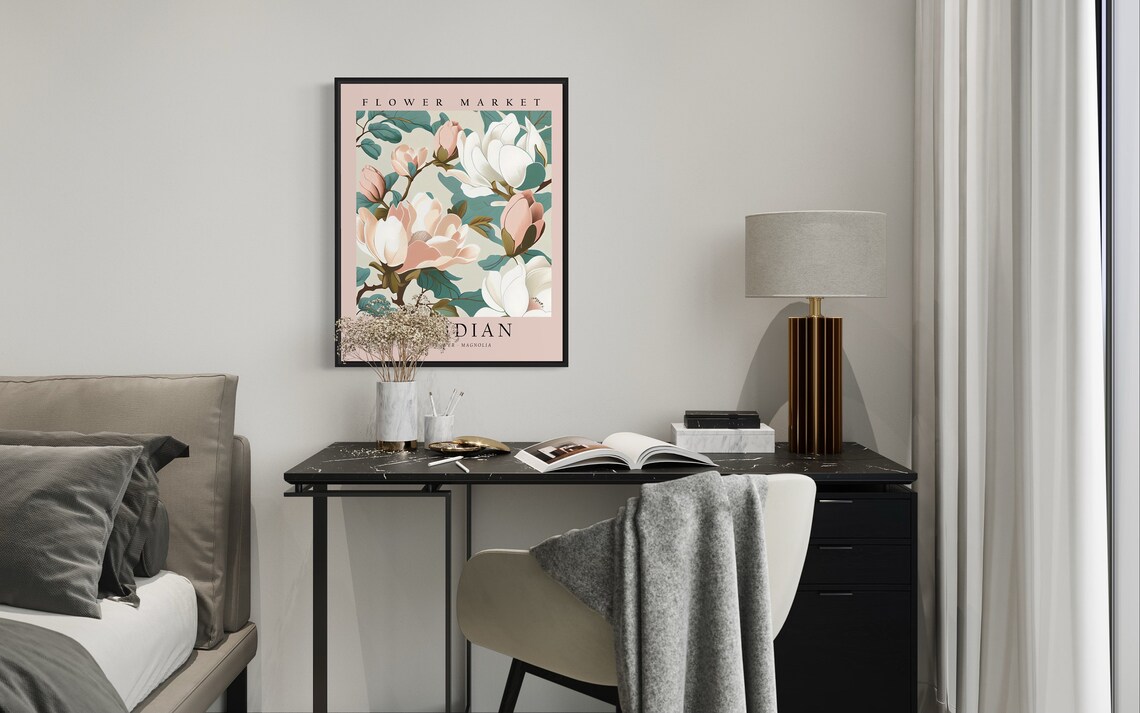 Meridian Flower Market State Flower Magnolia Botanical Art Poster - Image 2