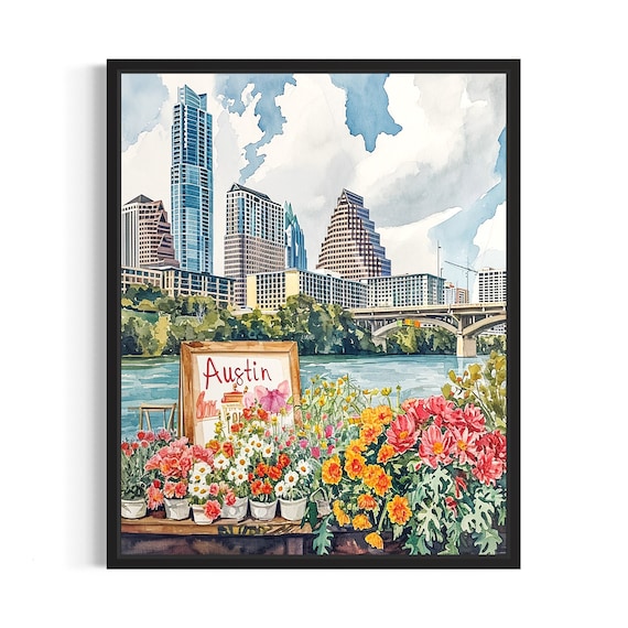 Austin Flower Market Neutral Botanical Art Print