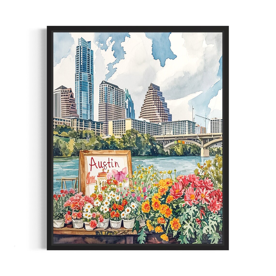 Austin Flower Market Neutral Botanical Art Print