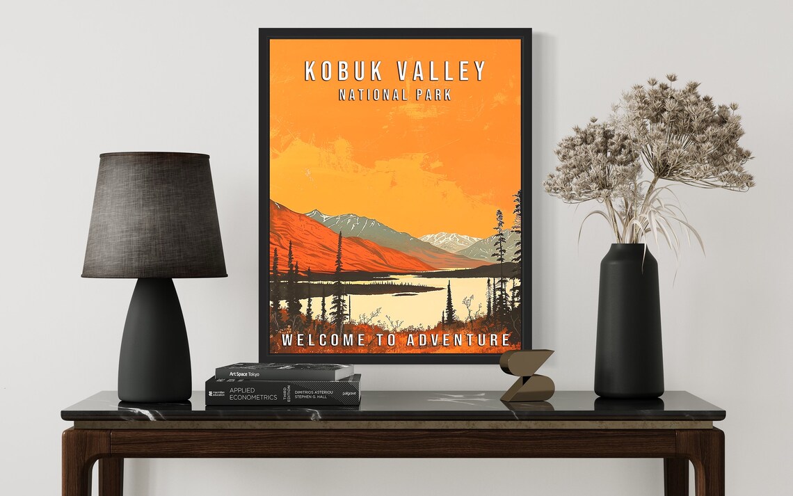 Kobuk Valley National Park Alaska Lake Sunset Retro Travel Poster - Image 3