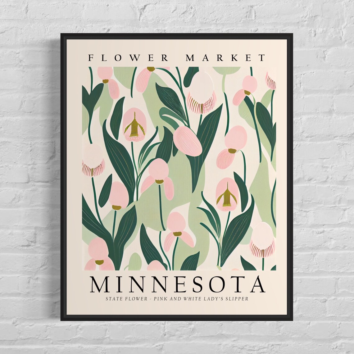 Minnesota Flower Market Art Print, Botanical Pastel Artwork