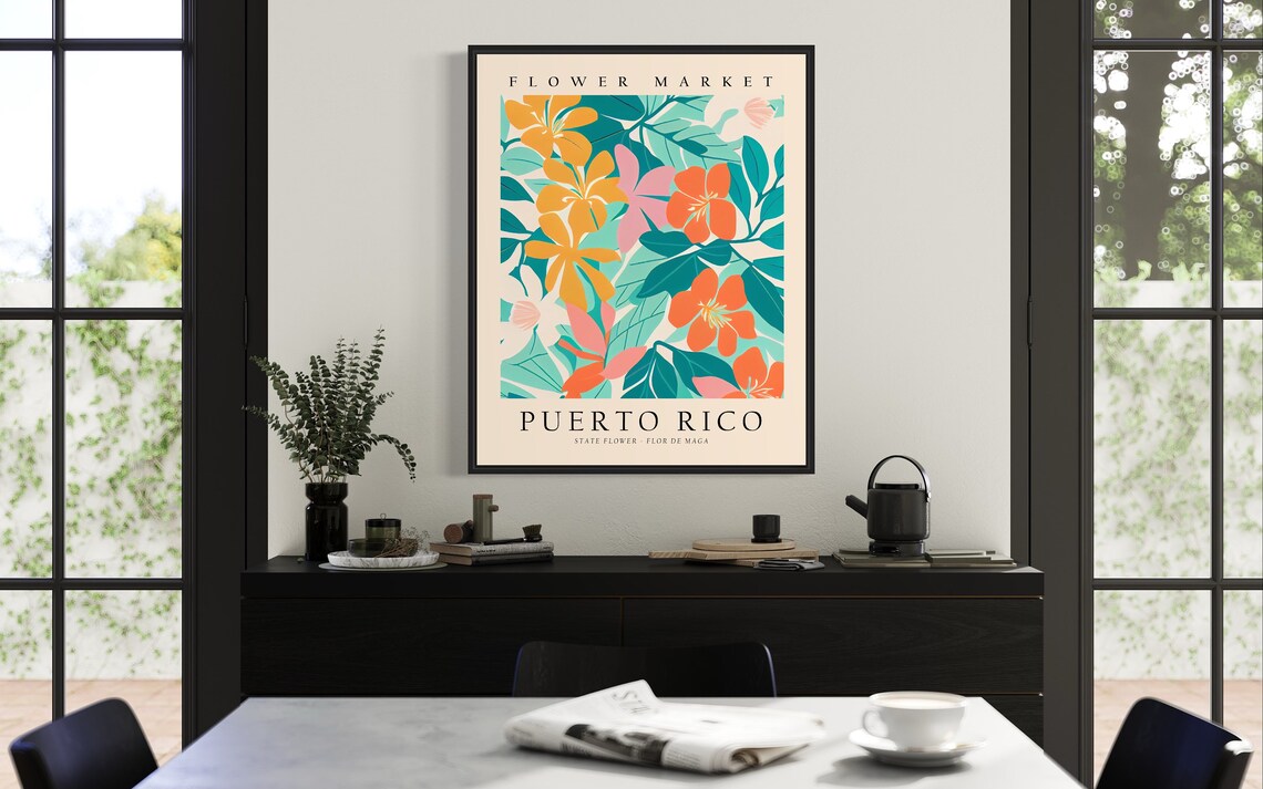 Puerto Rico Flor De Maga 1960s Botanical Art Print - Image 3