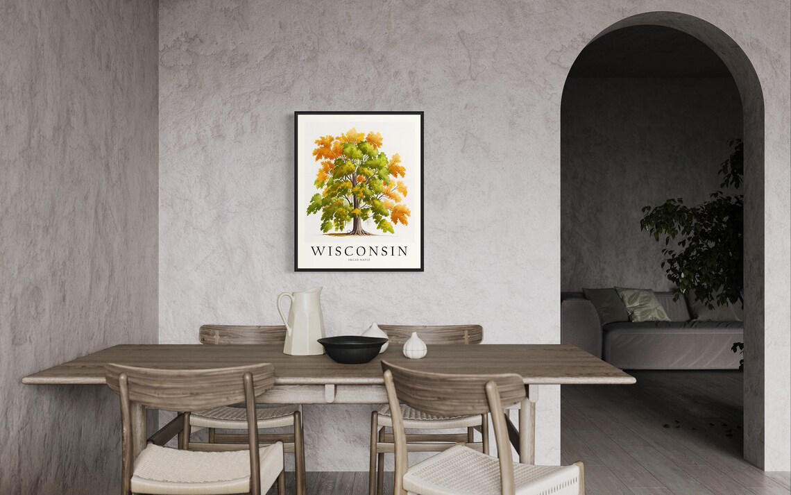 Wisconsin Sugar Maple Watercolor State Tree Botanical Art Print - Image 3