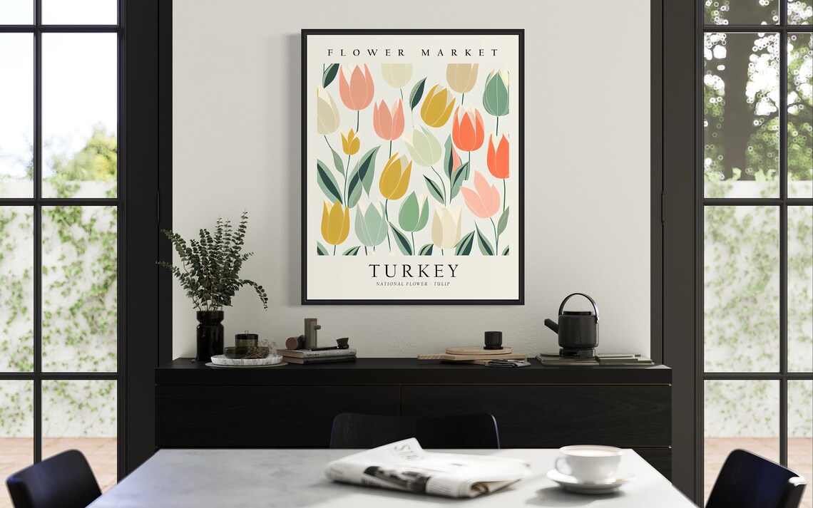 Turkey Flower Market Pastel Tulip Bloom Vintage Style Poster - Image 2