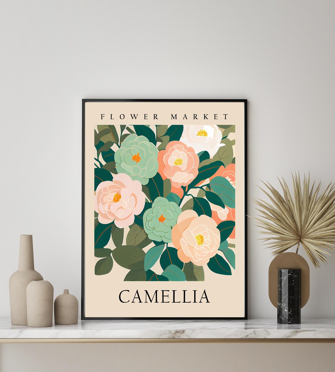 Camellia Flower Market Botanical Art Print - Image 2
