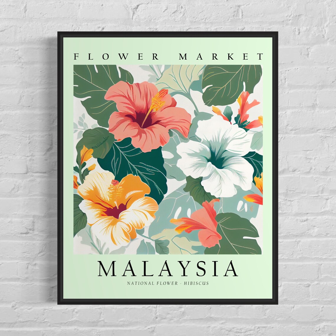 Malaysia National Flower Hibiscus 1960s Art Print