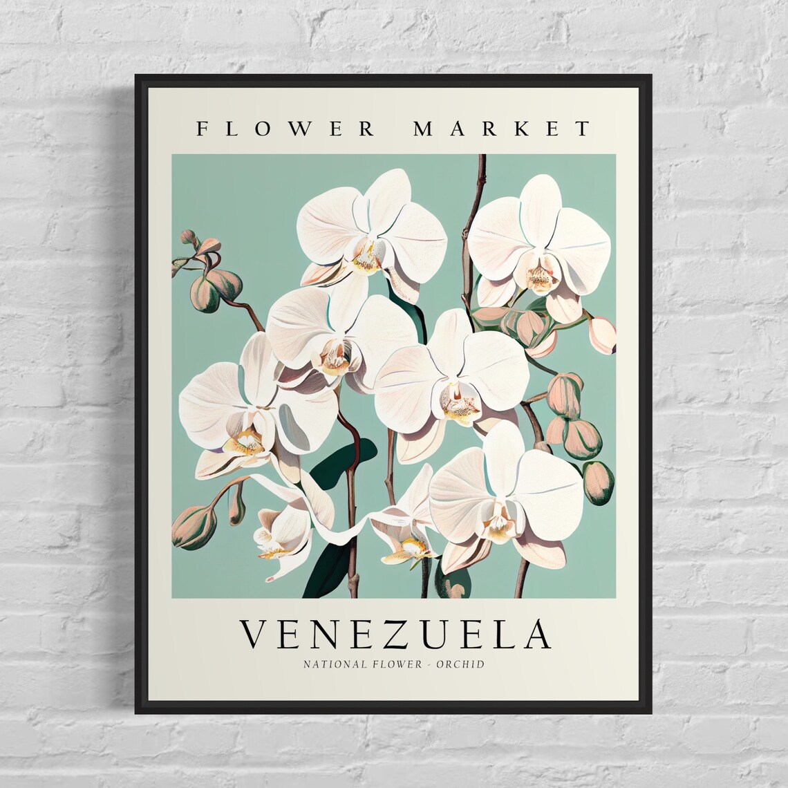 Venezuela Flower Market Art Print, Botanical Pastel Artwork