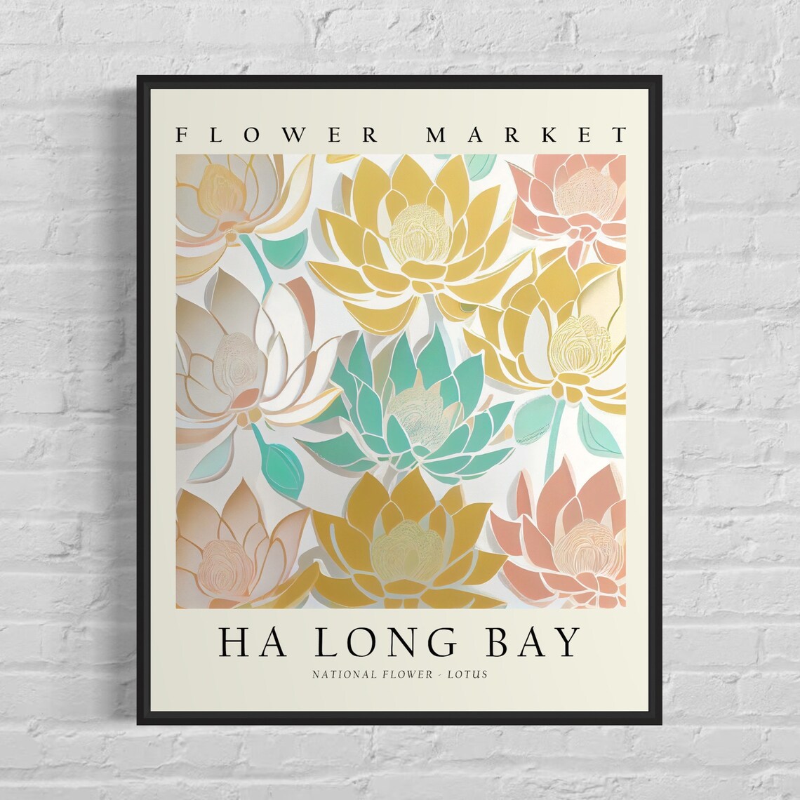 Ha Long Bay Lotus Flower Market Travel Botanical City Poster
