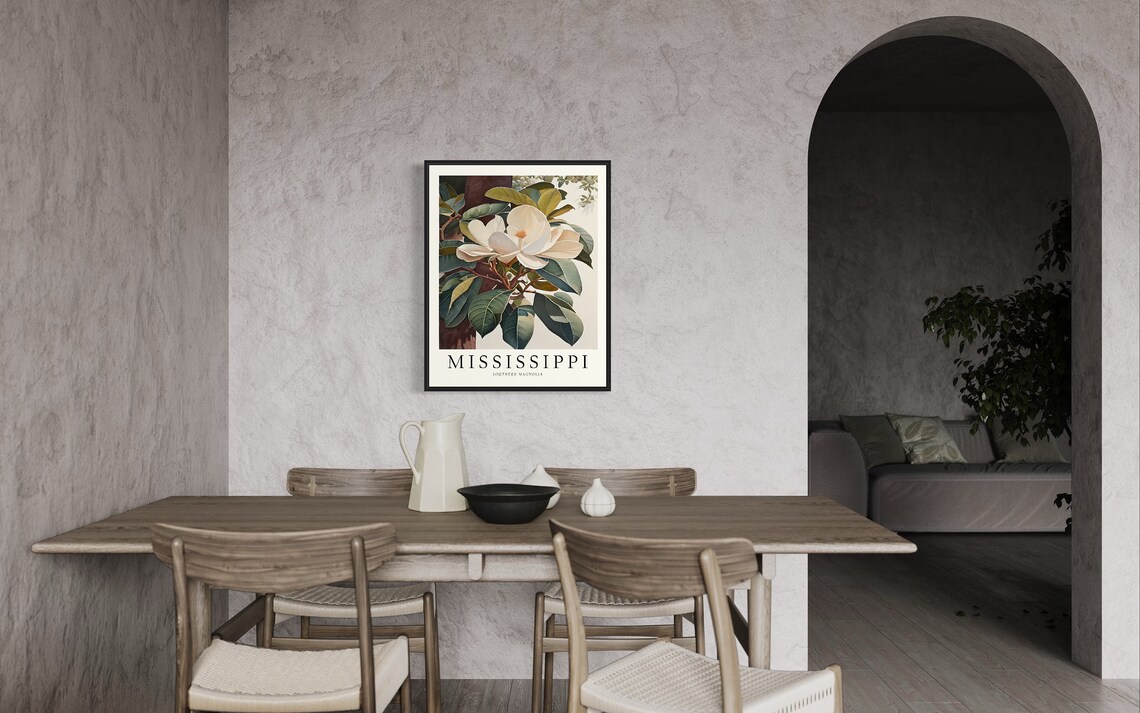 Mississippi State Tree Southern Magnolia Art Print - Image 3