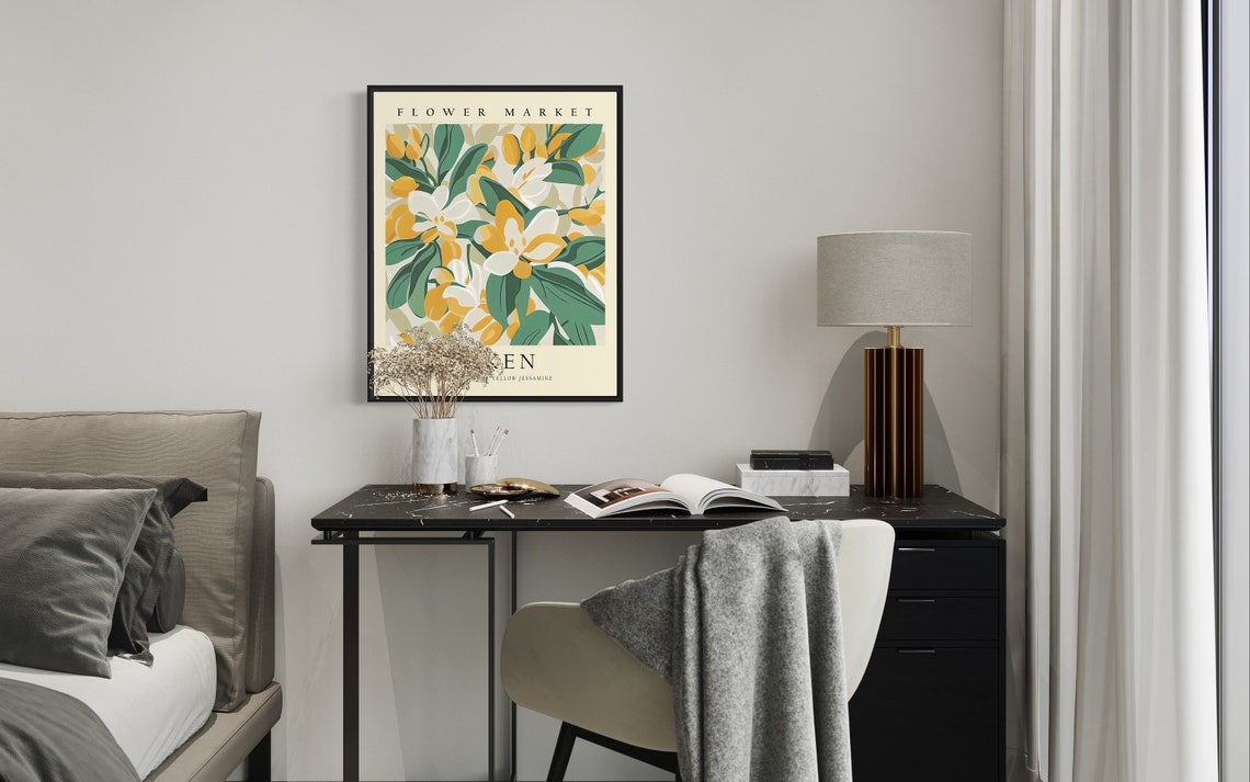 Aiken Flower Market Yellow Jessamine Spring Botanical Art Print - Image 2
