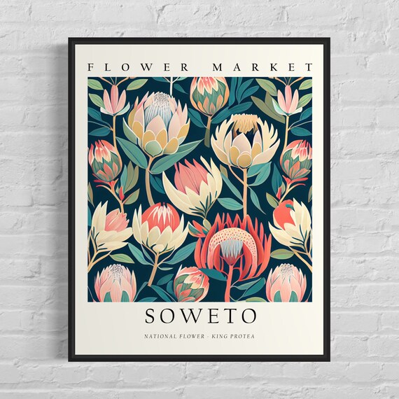 Soweto South Africa Flower Market Art Print King Protea Flower Wall Art Poster