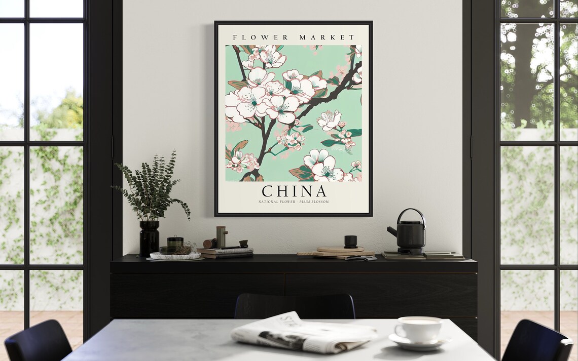 China Plum Blossom Flower Market Botanical Floral Garden Art Poster - Image 3