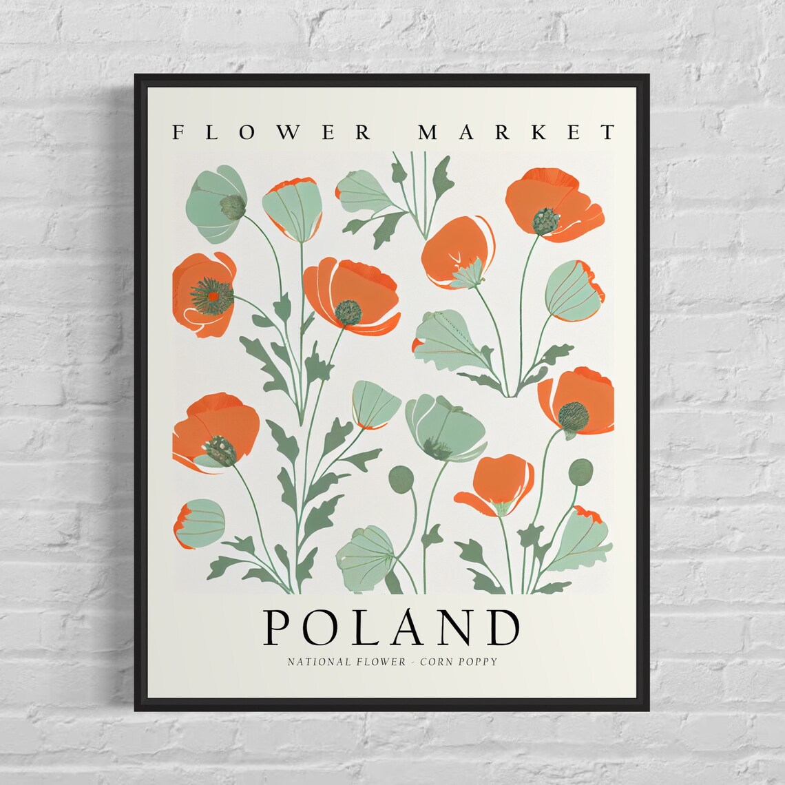 Poland National Flower Corn Poppy 1960s Art Print