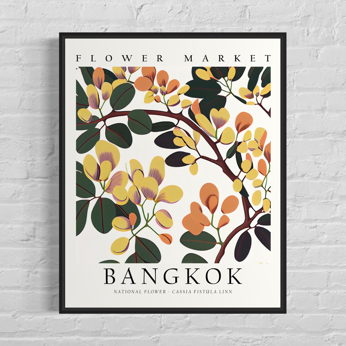 Bangkok Thailand Flower Market Cassia Fistula Botanical Poster