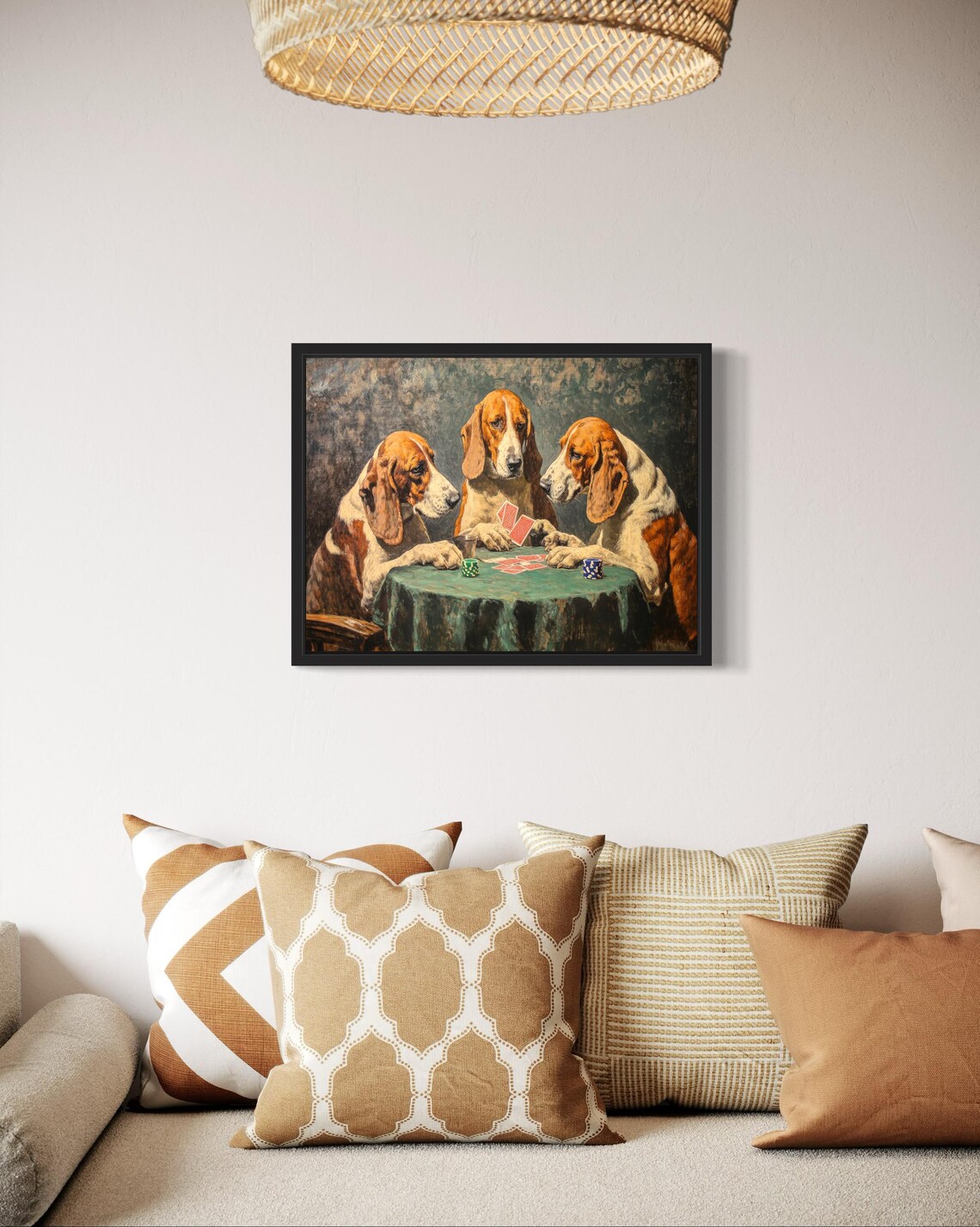 Three Bloodhound Dogs Playing Poker Card Game Painting Poster - Image 2