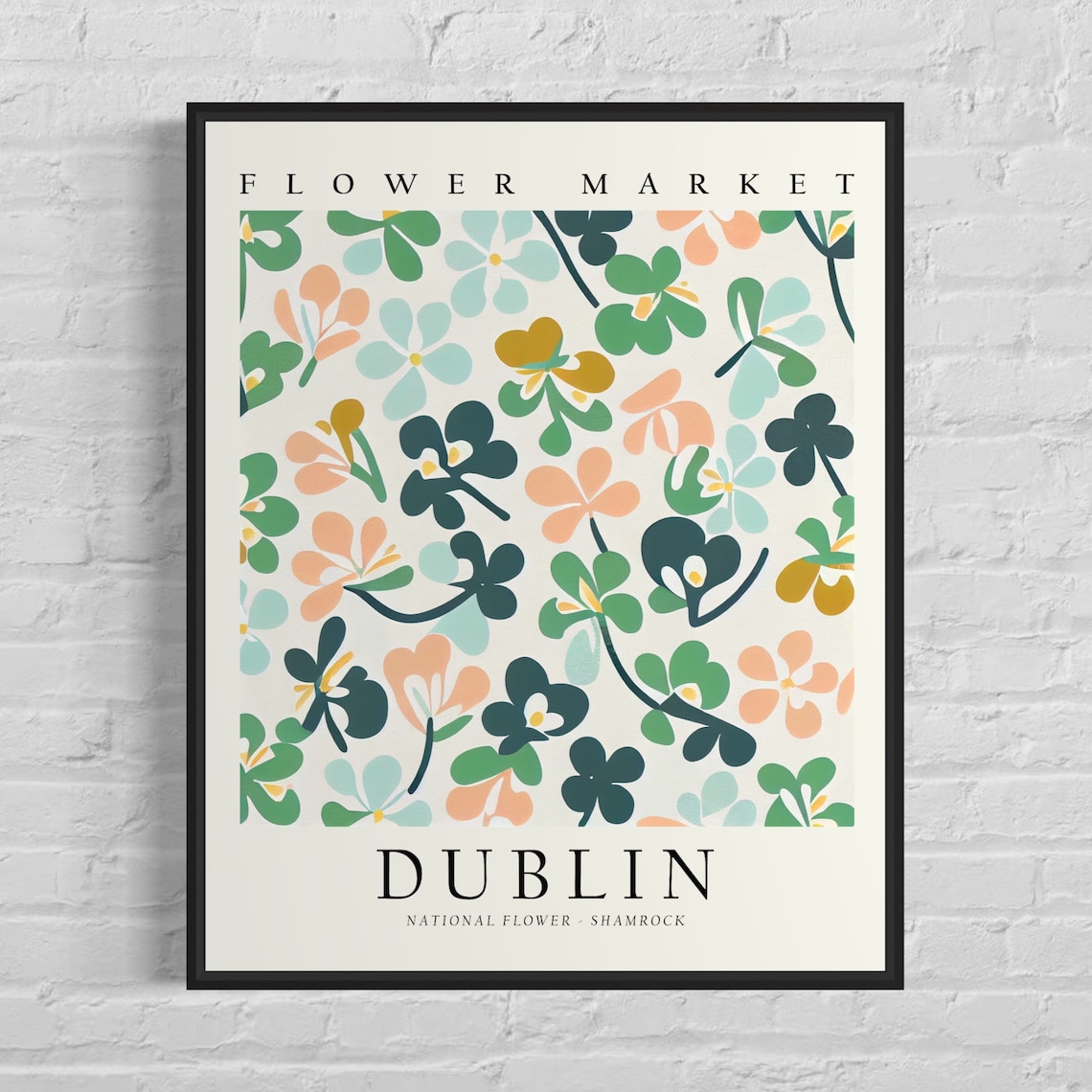 Dublin Ireland Flower Market Travel Poster, Wall Art