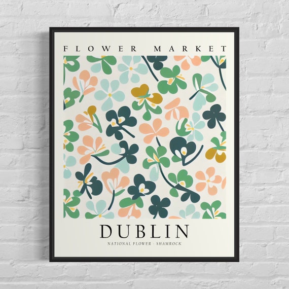Dublin Ireland Flower Market Travel Poster, Wall Art