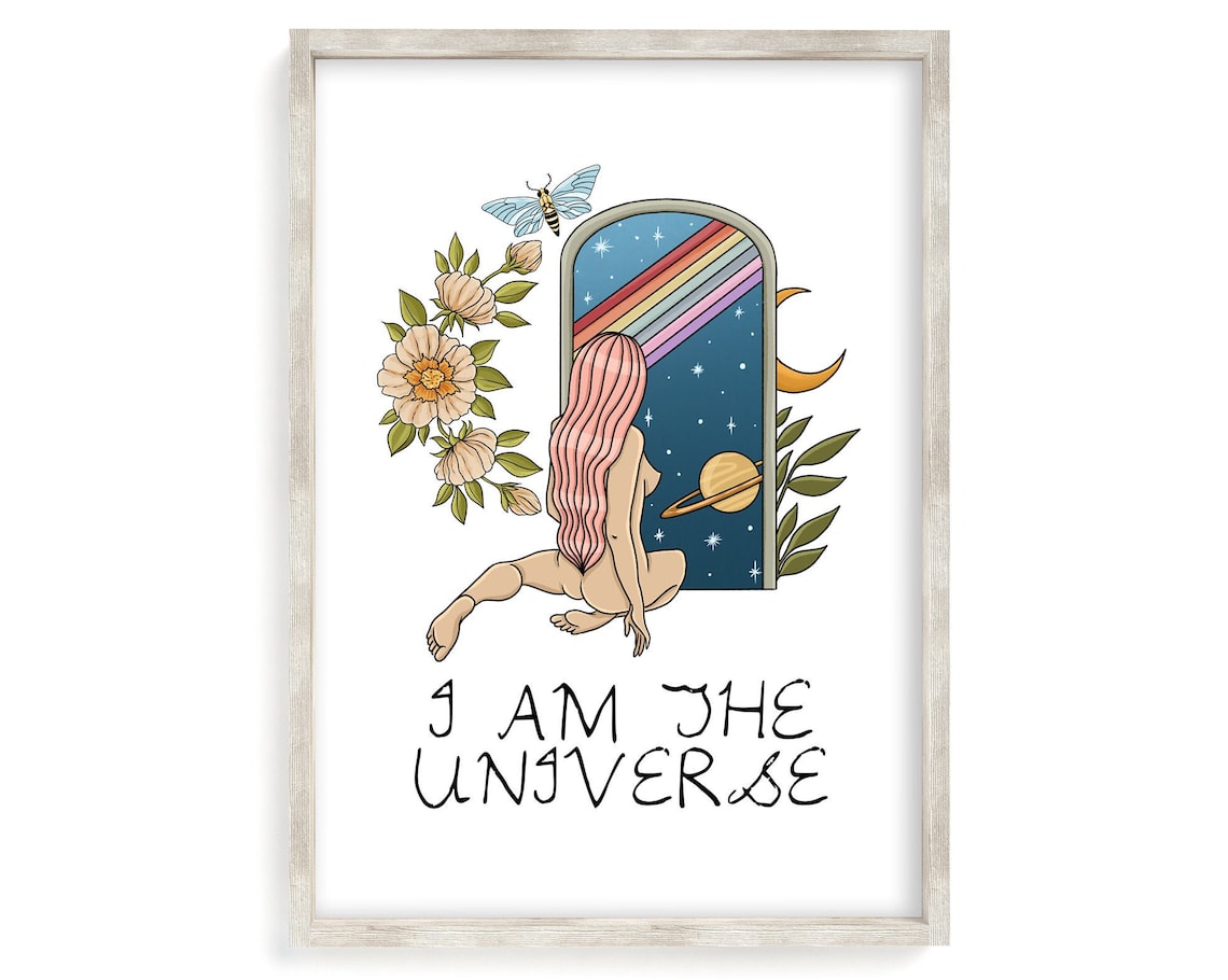 I Am the Universe Celestial Woman Cosmic Feminist Art Poster