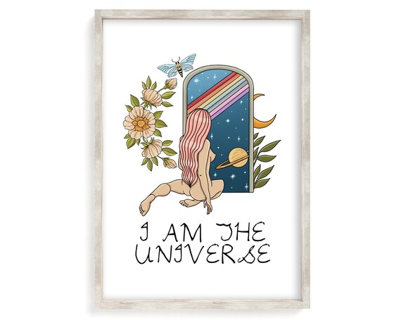 I Am the Universe Celestial Woman Cosmic Feminist Art Poster