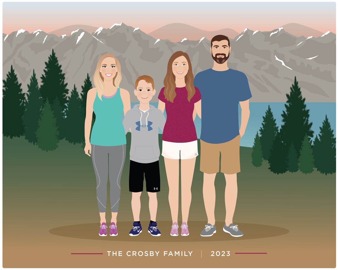 Custom Family Portrait, Personalized Wall Art Print - Image 3