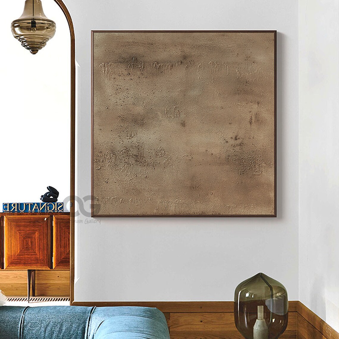 Large Minimalist Brown Abstract Painting Art Print - Image 4