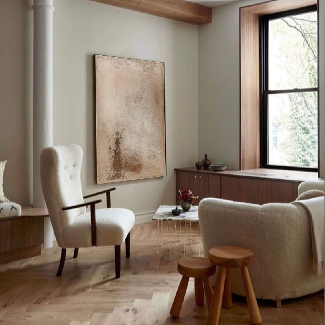 Beige Abstract Wabi-Sabi Art Print, Neutral Texture - Image 2
