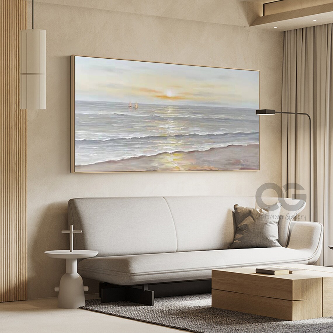 Ocean Sunset Abstract Sea Landscape Art Print - Image 2