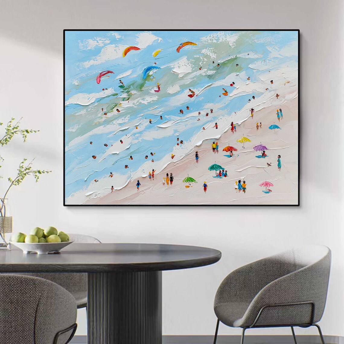 Blue Beach Abstract Painting, Summer Sea Art Print - Image 4