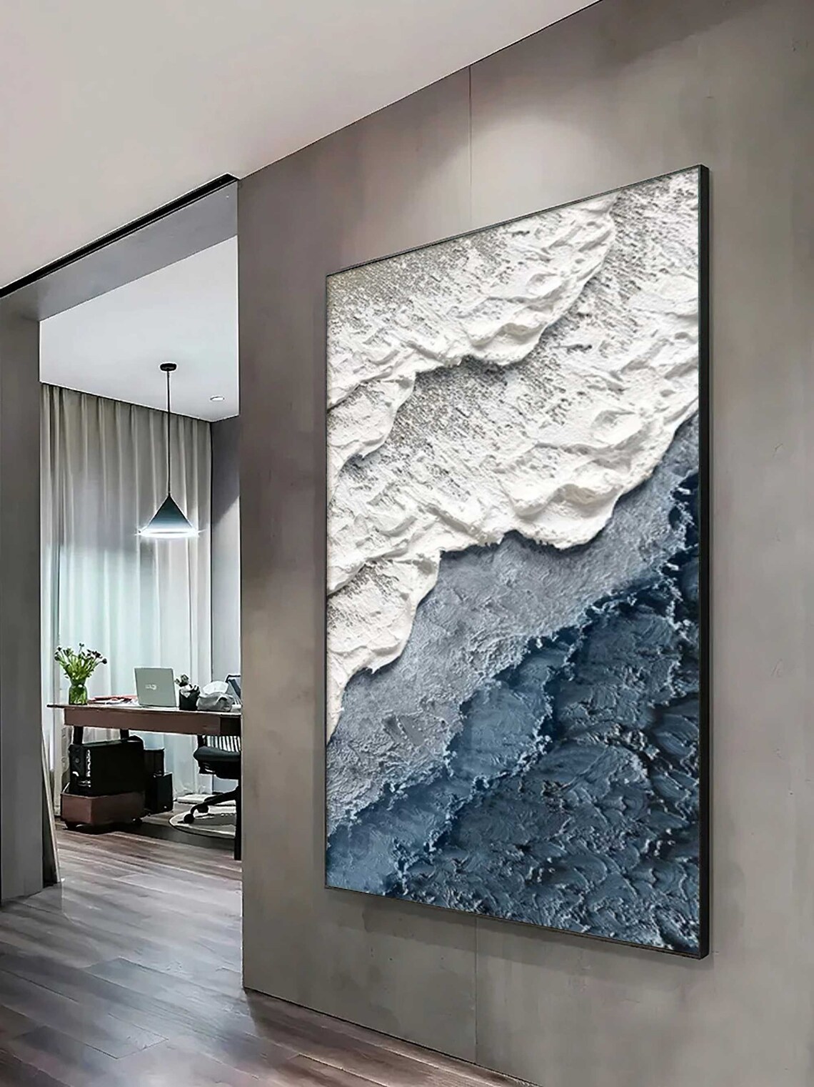3D Textured Coastal Wave Art Print, Abstract Sea - Image 2