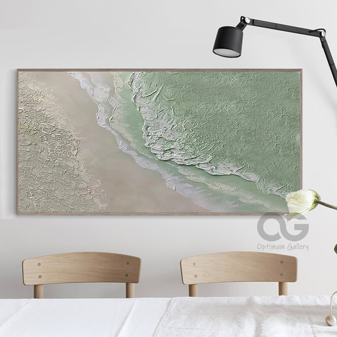 Green Coastal Wave Abstract Beach Landscape Art Print - Image 2
