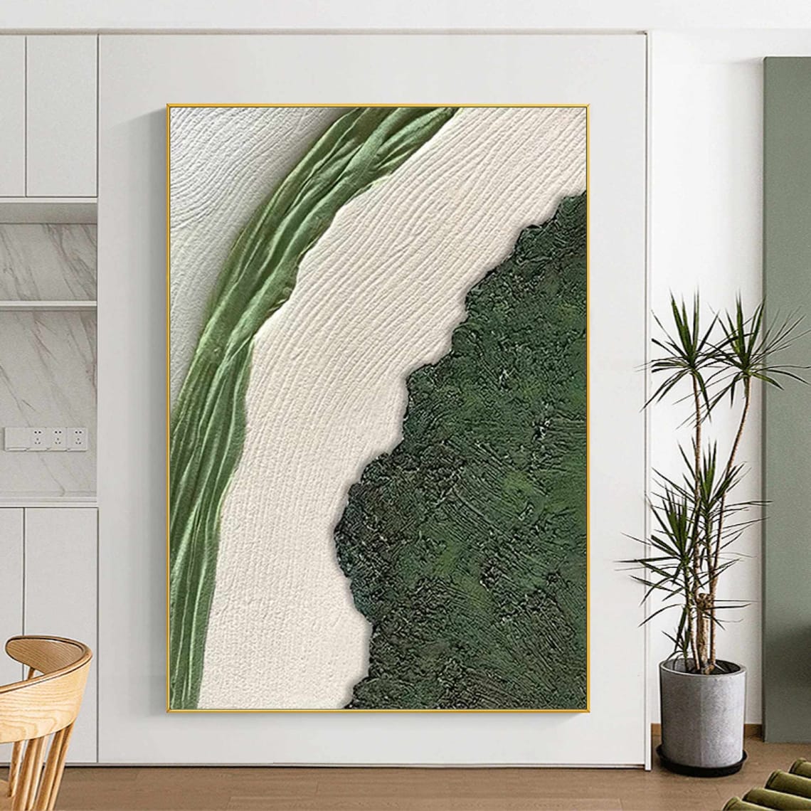 Green Coastal Ocean Landscape Abstract Wall Art Print