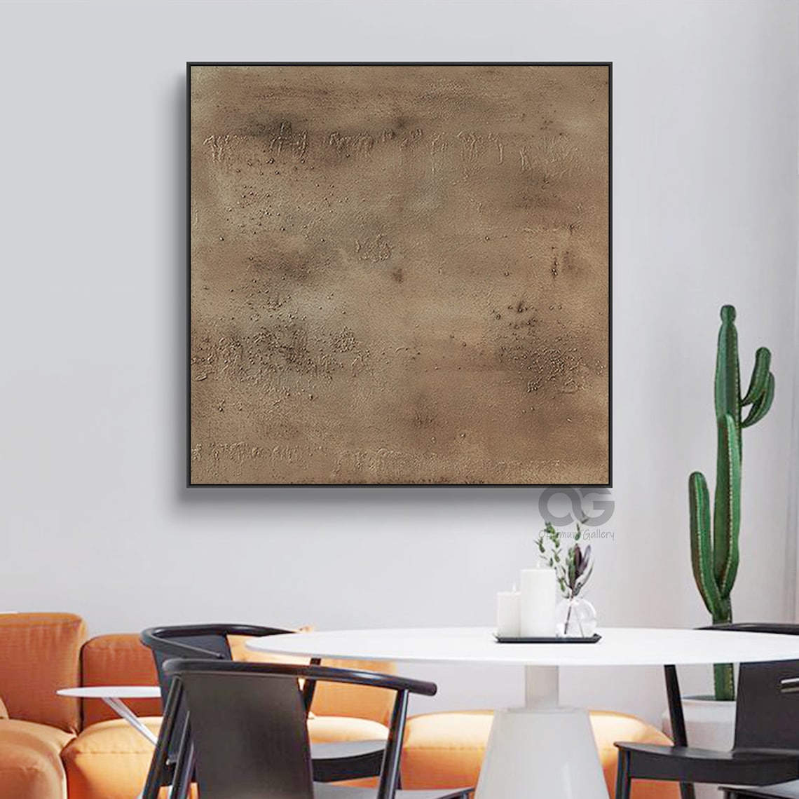 Large Minimalist Brown Abstract Painting Art Print - Image 2