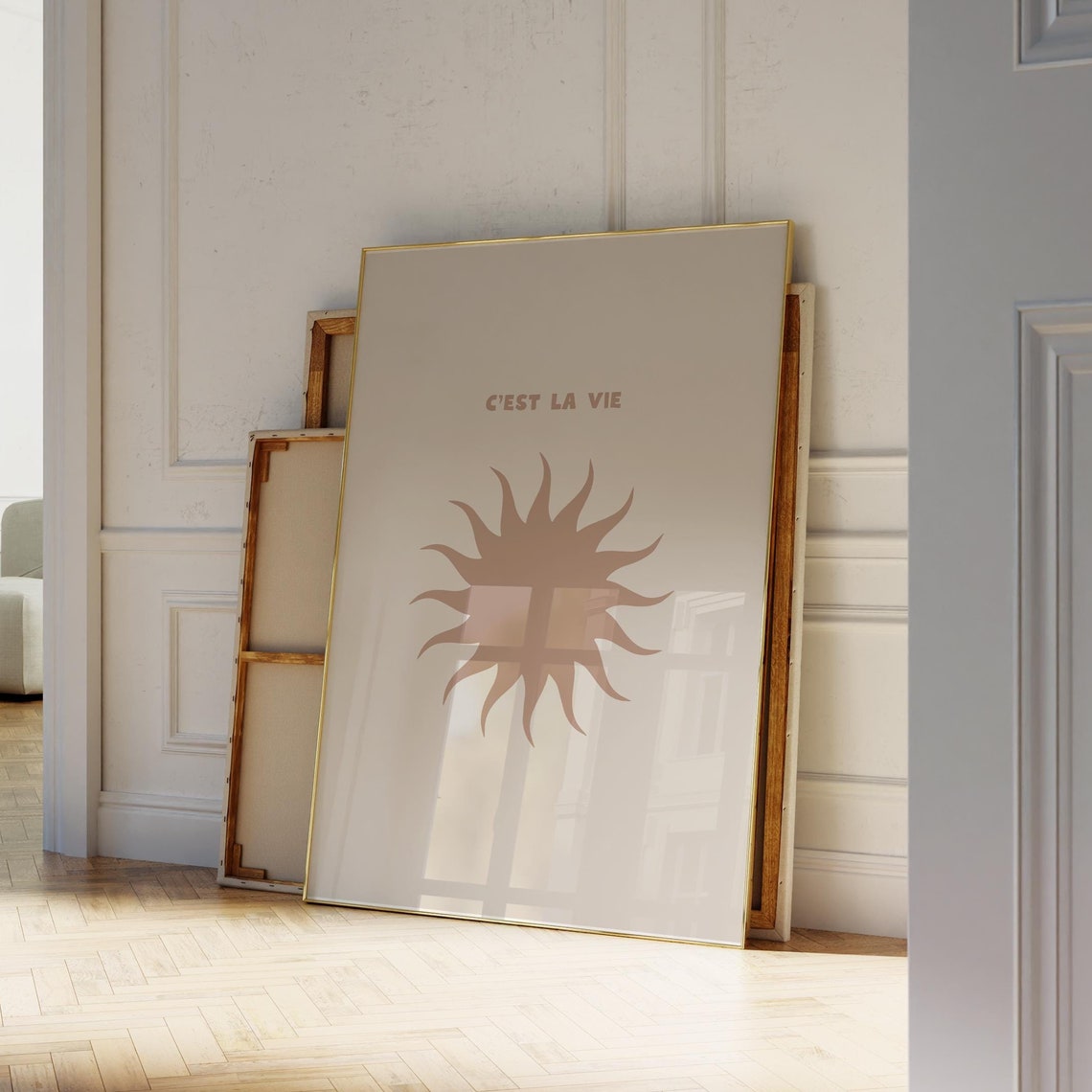 Cest La Vie Beige Sun Minimalist French Quote Wall Decor Poster - Image 4