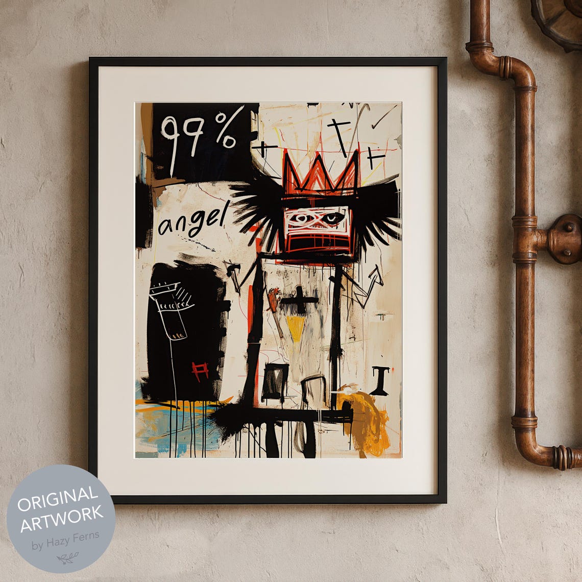 99 Percent Angel Crown Graffiti Art Basquiat Style Urban Poster