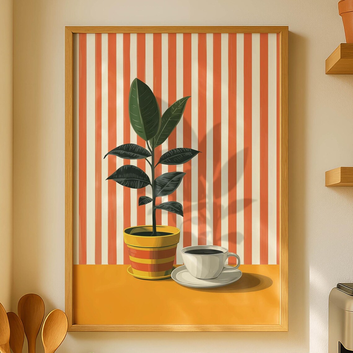 Coffee Downloads Vintage Shop Art Print