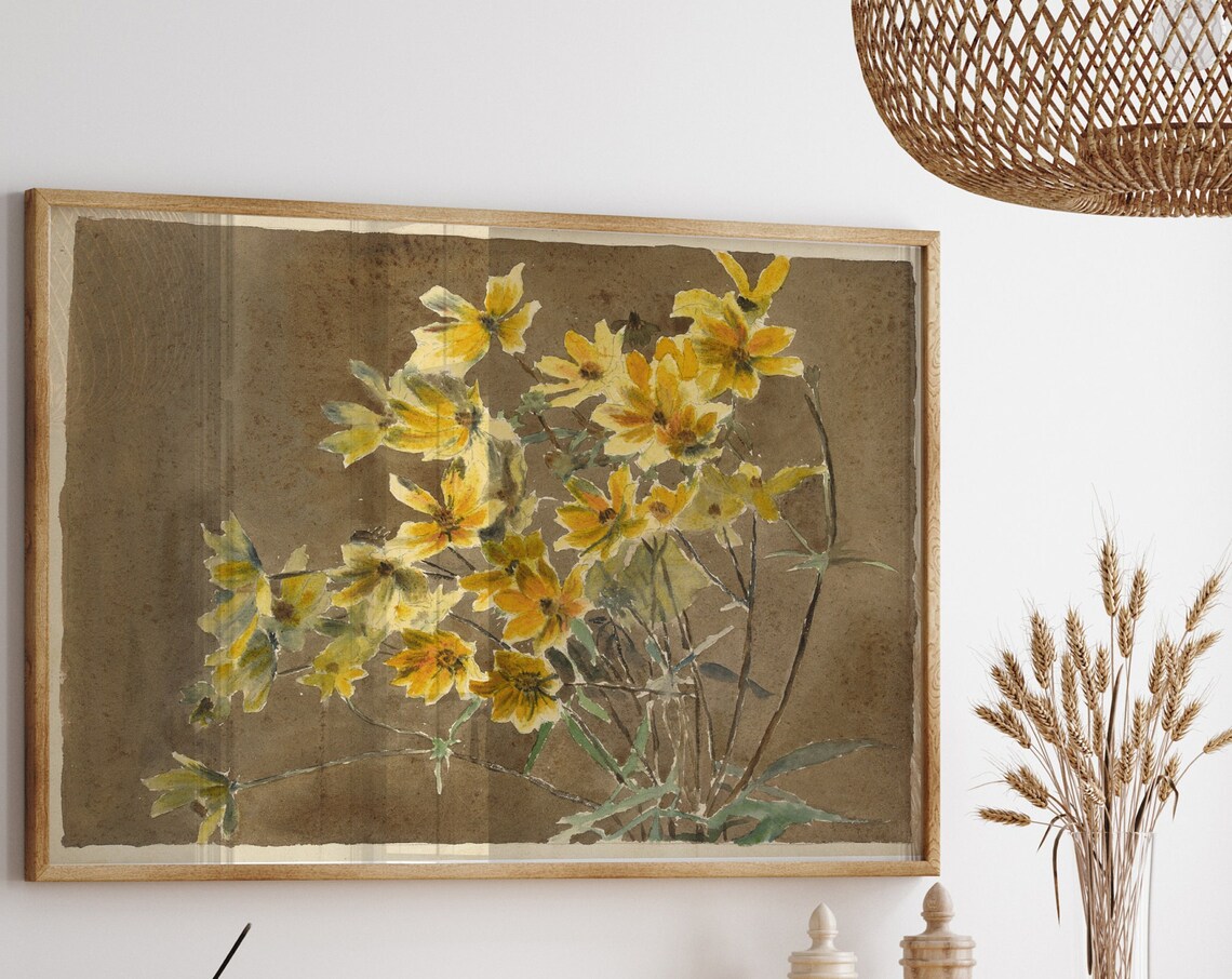 Spring Flowers Vintage Yellow Daffodils Art Print