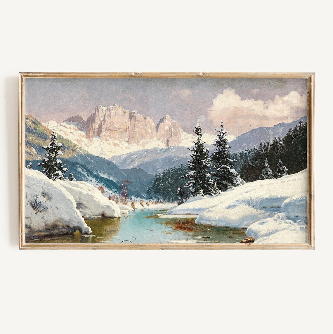 Vintage Winter Snow Landscape Travel Poster