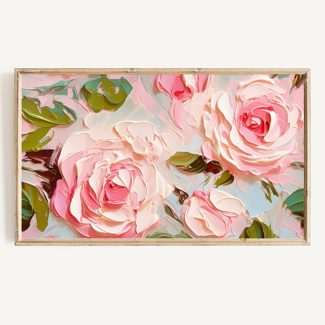 Spring Pink Abstract Floral Roses Modern Art Print