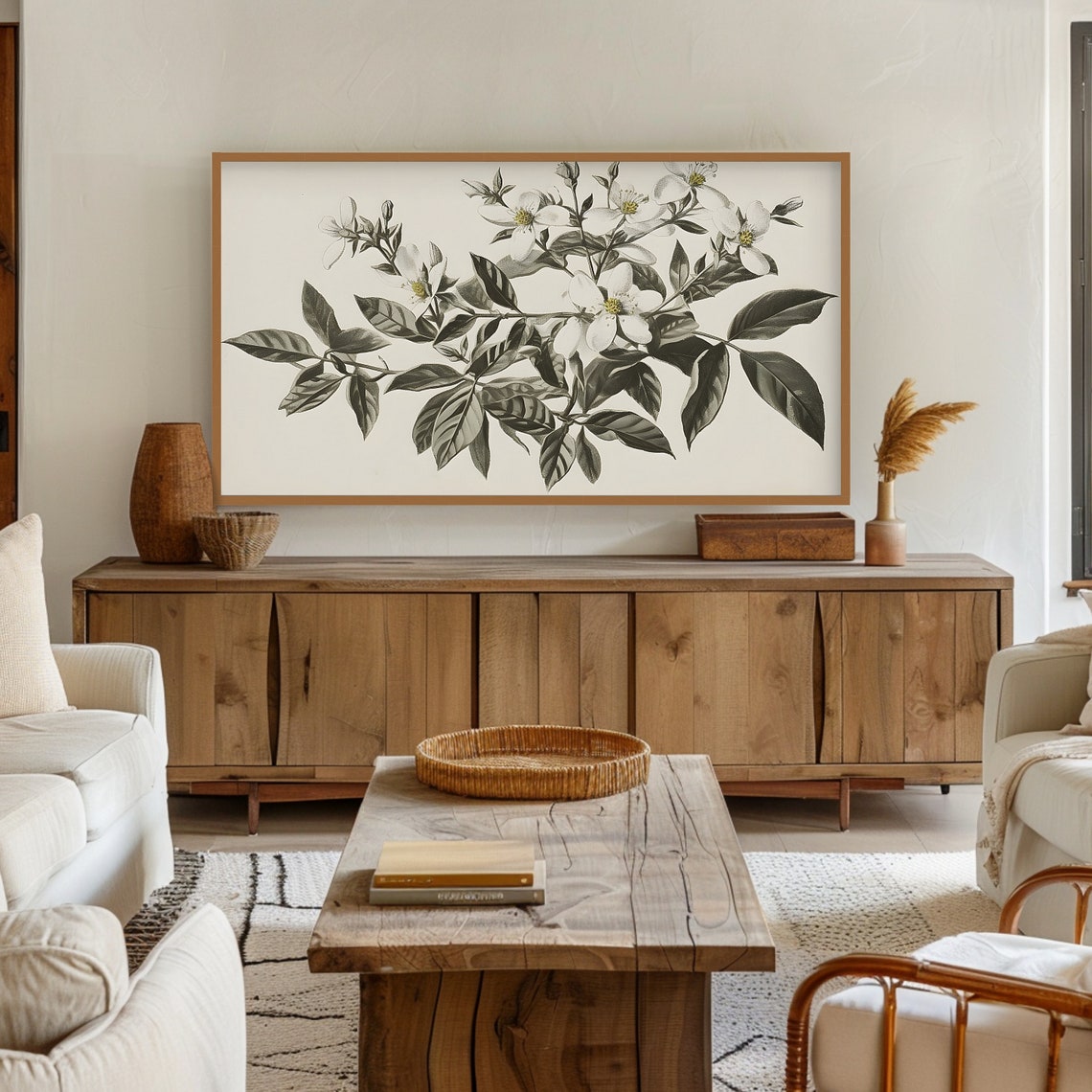 Vintage White Jasmine Botanical Illustration Neutral Wall Art Poster - Image 5