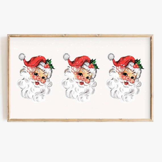 Vintage Santa Claus Christmas TV Art Print