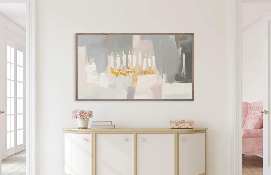 Hanukkah Abstract Modern Menorah Art Print - Image 3
