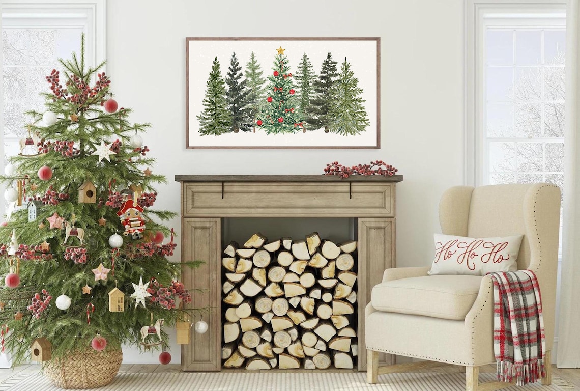Christmas Tree Watercolor Art Print, Minimalist Holiday Decor - Image 3