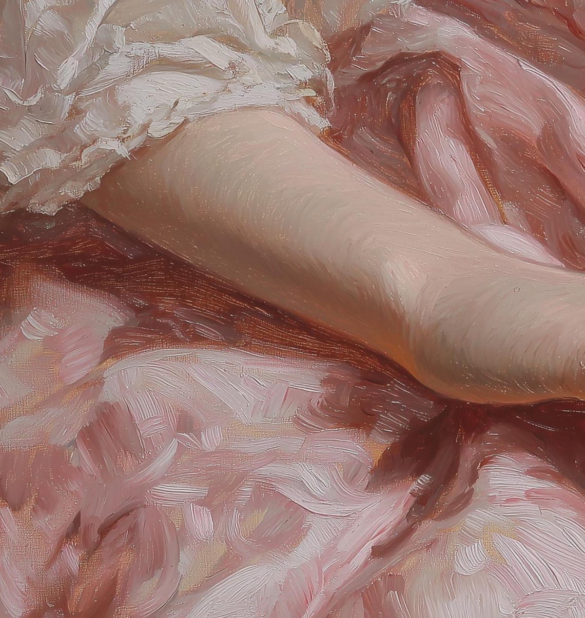 Hand Holding Pink Rose Over Ruffled Gown Coquette Spring Art Poster - Image 2