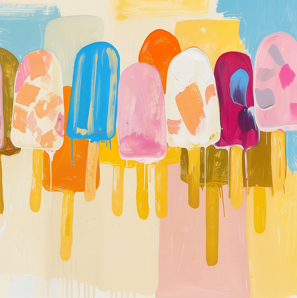 Colorful Melting Popsicles Pop Art Pastel Summer Ice Cream Poster - Image 3
