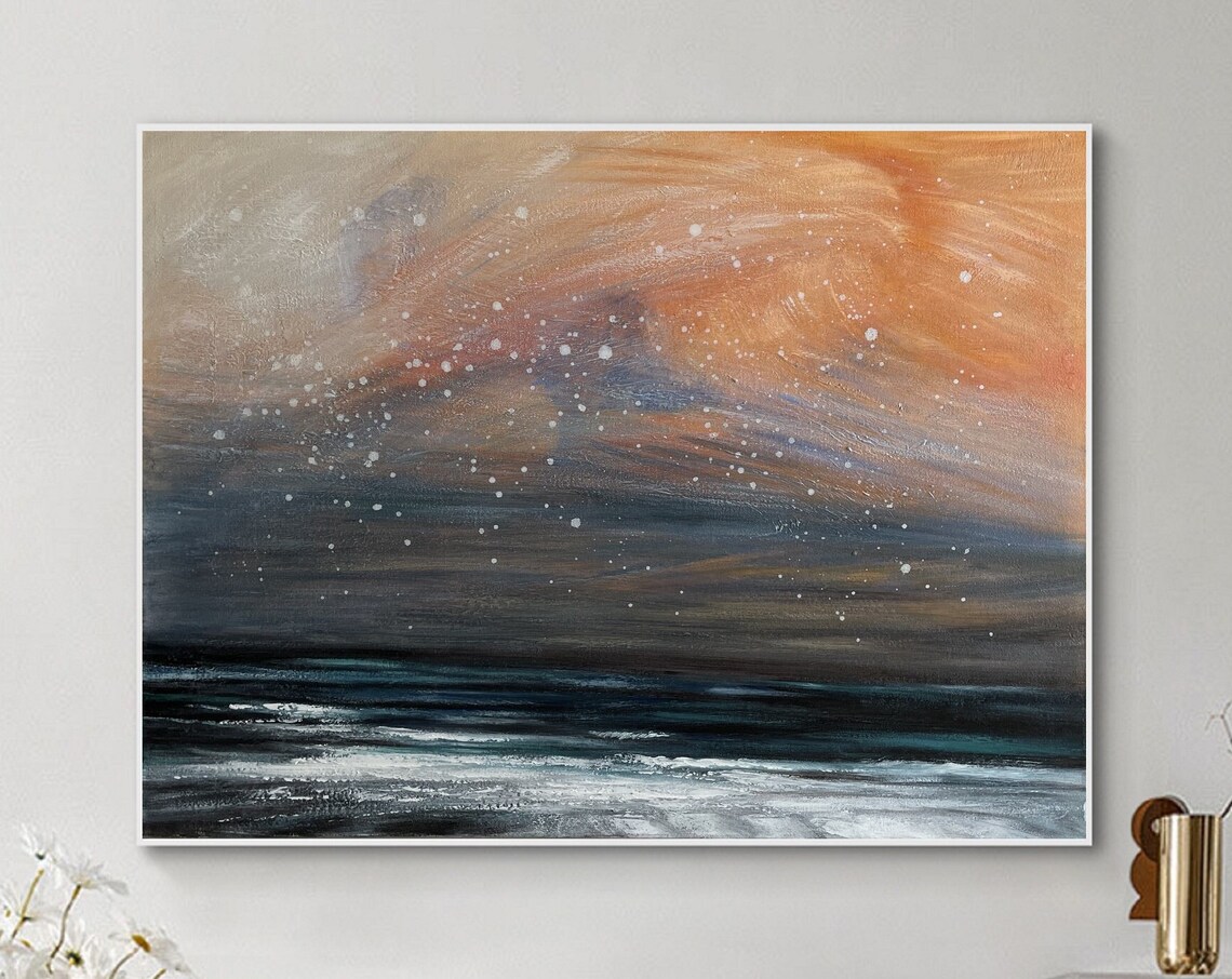 Orange Sky Abstract Sea Landscape Poster Print - Image 4