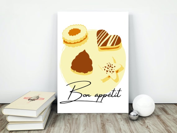 Bon Appetit Print Printable Wall Art Kitchen Wall Art Neutral Wall Art Kitchen Prints Printable Art