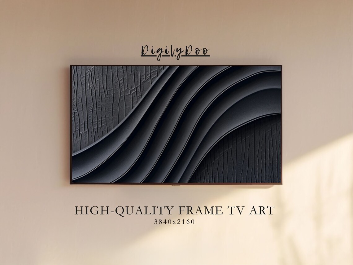 Abstract Modern Frame TV Art, Minimalist Neutral Decor